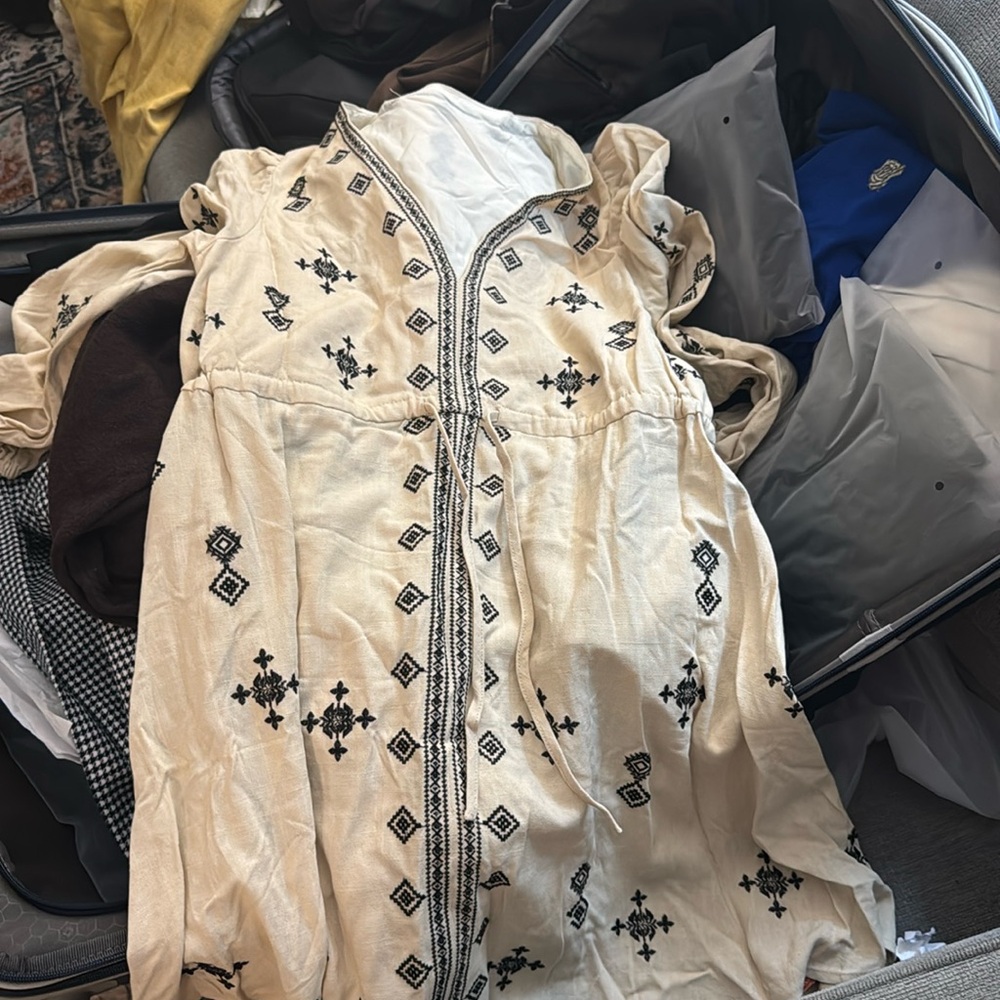 SHEIN embroidered linen dress